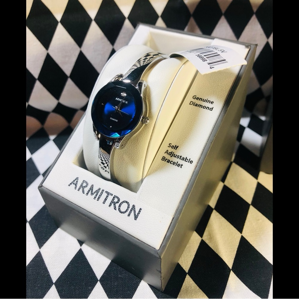 Armitron Silver Watch with Deep Blue Dial